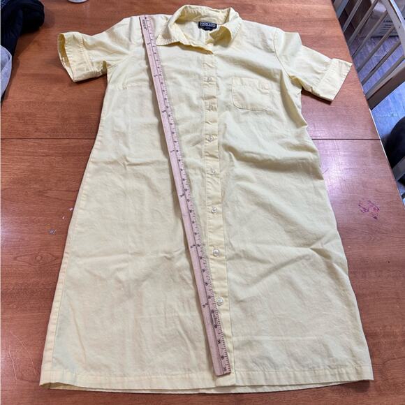 Lands End VTG Women’s Yellow Shirt Dress Size 10 Shoulder Pads 100% Cotton Shift - Picture 11 of 13